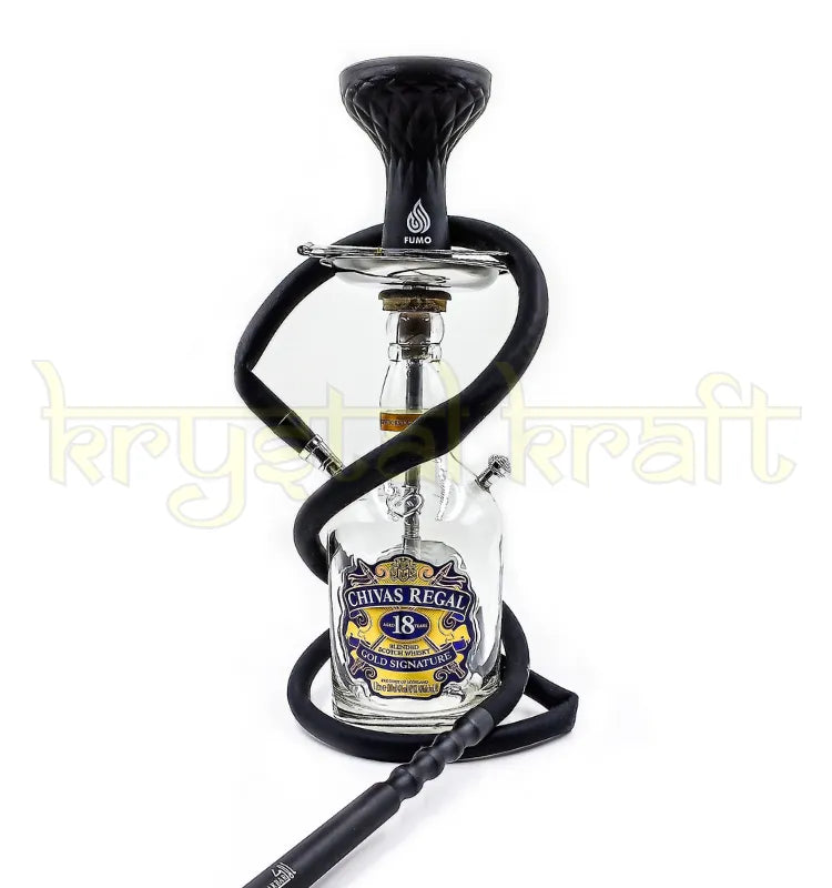 Sustainable handcrafted recycled glass hookah made from Chivas Regal 18YO bottle