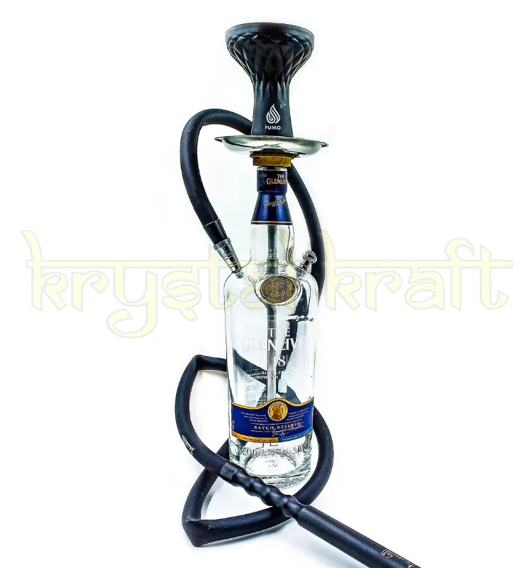 Unique handcrafted glass hookah created from recycled glass bottles, sustainable decorative hookah art by Krystal Kraft