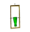 Modern upcycled hanging frame planter crafted from green glass bottle for sustainable wall décor.