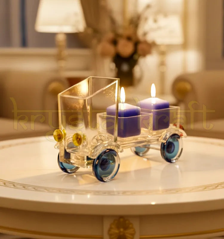 "Handcrafted eco-friendly Johnnie Walker Bottle Decor Tempo by Krystal Kraft, made from recycled Gold Label glass bottles – a unique tempo-shaped tray perfect as a serving piece, candle holder, or decorative centerpiece."