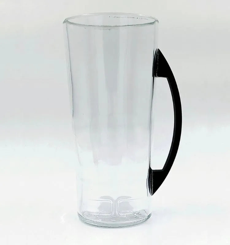 Sustainable mug crafted from recycled Macallan glass, featuring a comfortable metal handle and polished finish.