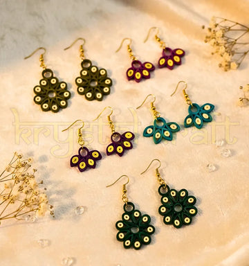 Handmade eco-friendly paper quilling earrings set of 5 by Krystal Kraft"