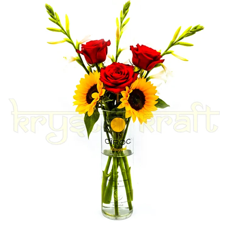 “Upcycled Ciroc Bottle Vase – Modern Handmade Glass Vase for Home Décor”