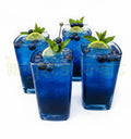Eco friendly Bombay Sapphire gin bottle glasses made from recycled bottles
