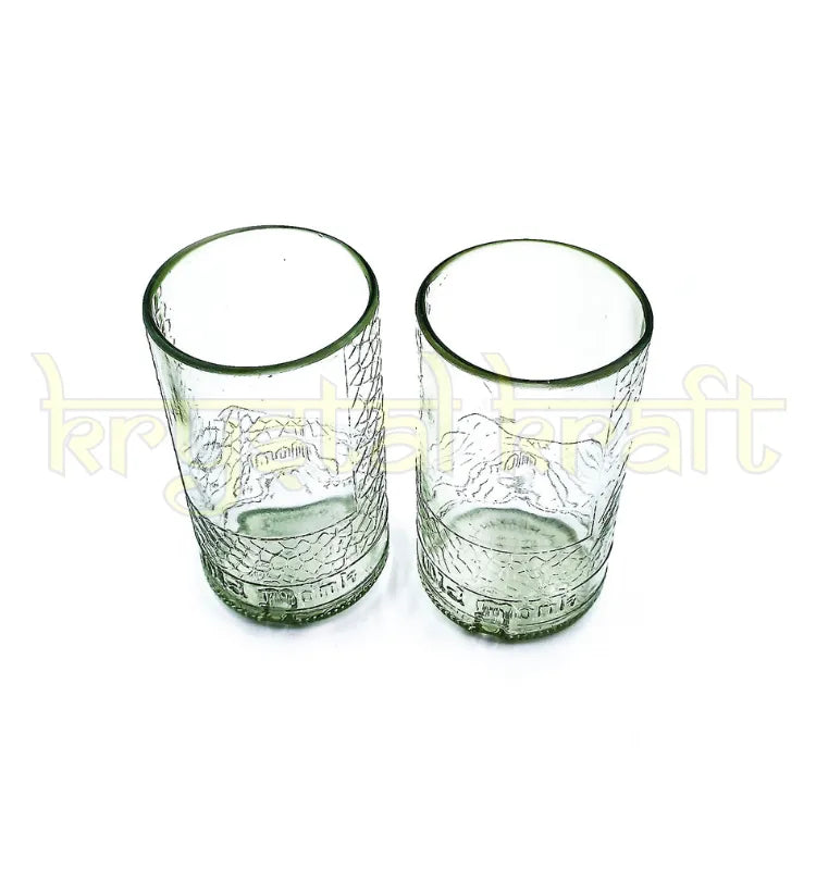 Eco friendly upcycled bottle glasses gift set made from original Old Monk bottles