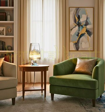 Gin Mare Table Top Glass Bottle Lamp by Krystal Kraft – a handcrafted upcycled lighting piece made from a recycled Gin Mare bottle. This eco-friendly lamp brings sustainable elegance to any home décor, perfect for Diwali, Christmas, or romantic ambient lighting.