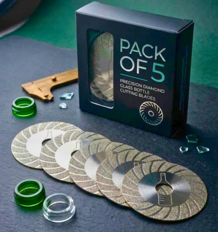 Professional glass bottle cutting diamond blade set of 5, 4 inch segmented