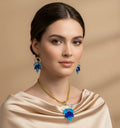 Handcrafted Glass Leaf Earring & Pendant Set by Krystal Kraft — front view
