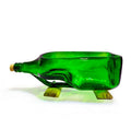 Green glass bottle planter side view showing 2 litre capacity and signature bottle shape