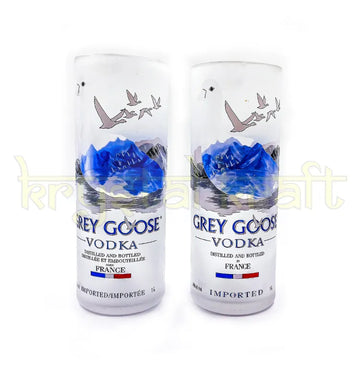 Handmade frosted grey goose glass bottle vase set of 2 for home decor