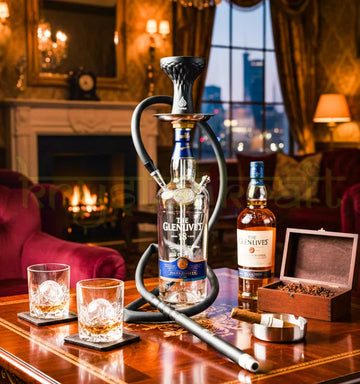 Handcrafted recycled glass bottle hookah made from reclaimed glass, eco-friendly designer hookah by Krystal Kraft