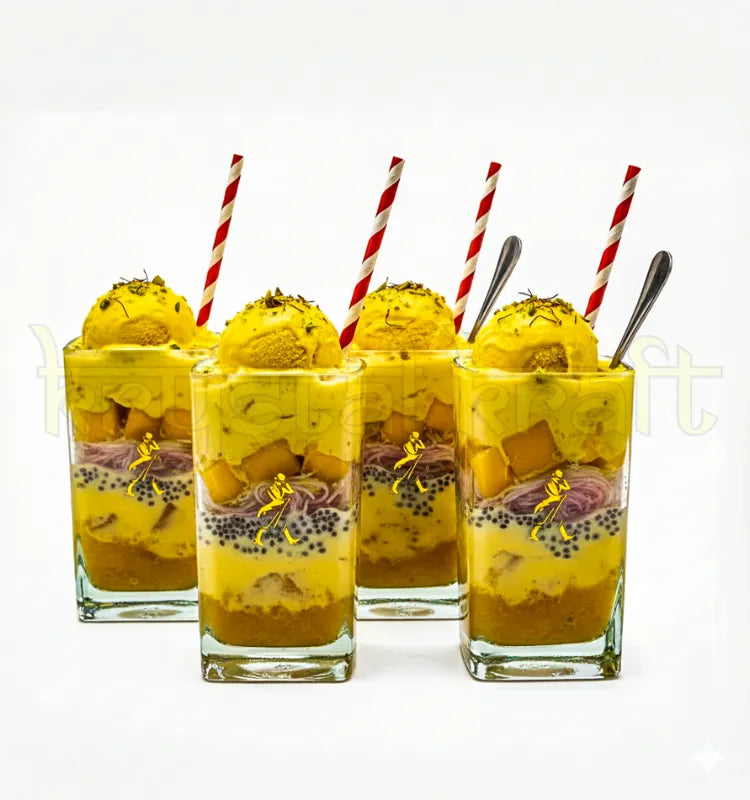 Set of four upcycled Johnnie Walker Gold Label whisky bottle glasses handcrafted by Krystal Kraft — sustainable eco-friendly glassware for home and bar.