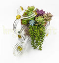 Handmade Royal Crown Glass Tricycle Planter made from repurposed glass bottles with a regal crown-inspired design — a one-of-a-kind eco-conscious décor piece ideal for gifting or as a statement table centerpiece.