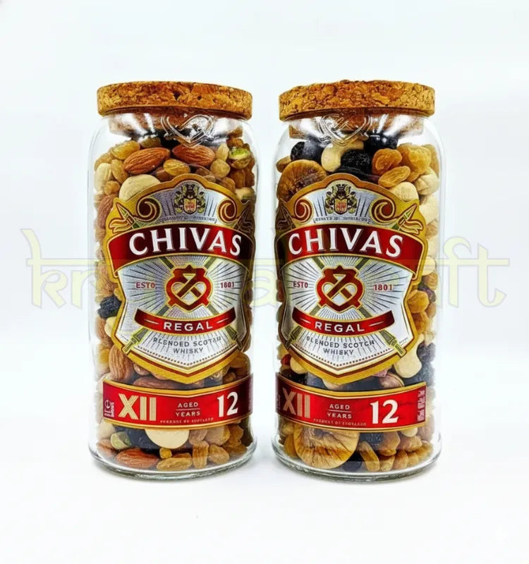 Beautifully handcrafted Chivas Regal bottle jars with original label and refined polish, ideal for gifting or sustainable home decoration.