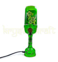 Handmade glass bottle lamp crafted by Vadodara artist