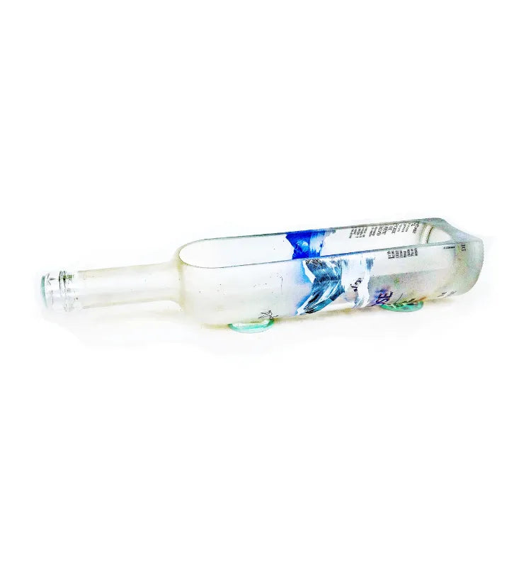 Eco-friendly Grey Goose upcycled glass bottle table top planter