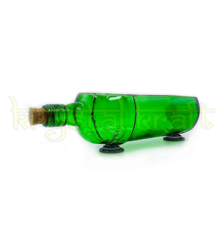 Handmade green glass bottle platter set by Krystal Kraft