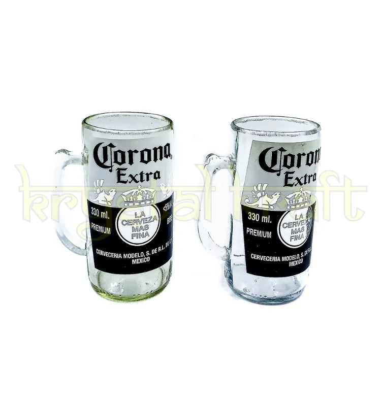 Unique handmade green glass mug crafted from upcycled Corona bottle