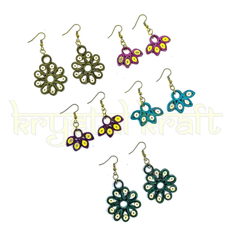 Lightweight sustainable quilling jhumka earrings crafted by artist Farisa Merchant"