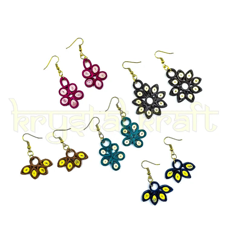 Artisan-made eco friendly paper quilled earrings Krystal Kraft India