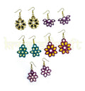 Colorful handcrafted quilling jhumka and stud earrings set of 5 made using sustainable paper quilling techniques.