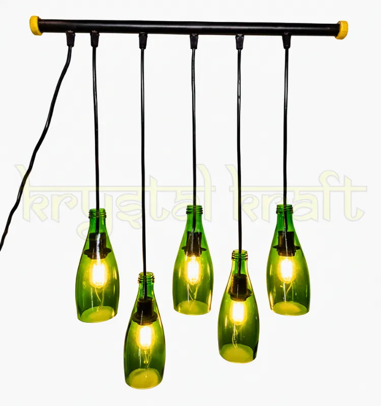 Handmade Sustainable Glass Bottle Lamp by Krystal Kraft India