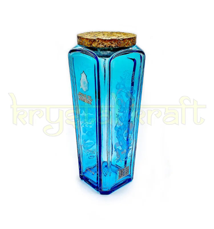 Handmade upcycled whisky bottle jar converted from recycled glass bottle