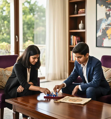 Premium HDMDF wooden Tic Tac Toe board by Krystal Kraft for 2-player strategy gaming.