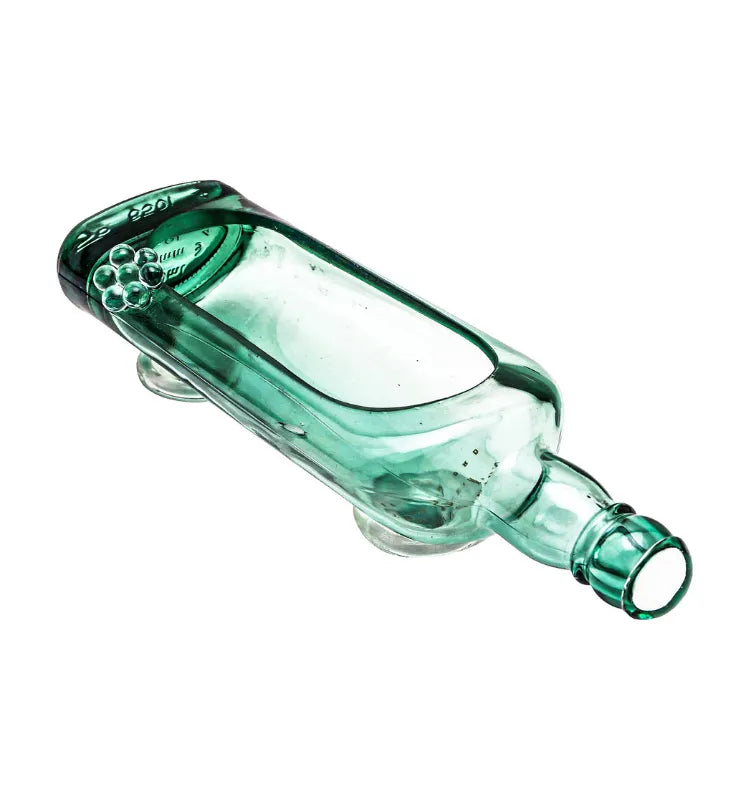 Handcrafted sea green glass planter made from an upcycled bottle
 eco-friendly-glass-bottle-planter