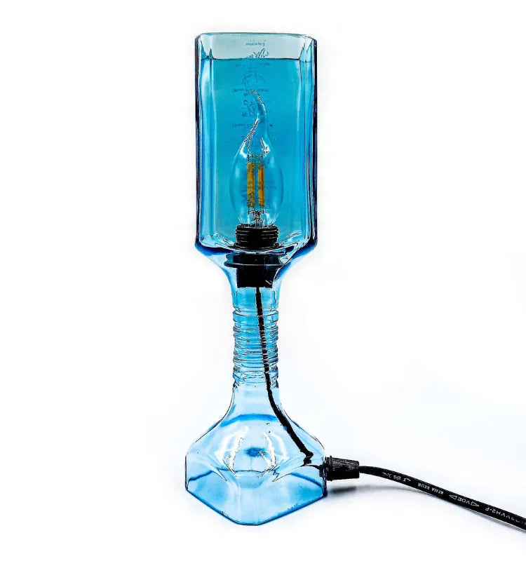 Handcrafted eco-friendly table lamp made from recycled glass