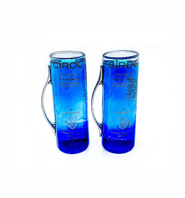 Krystal Kraft Ciroc upcycled glass bottle long mug – eco-friendly handmade glass art