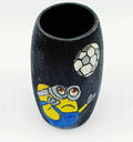 Krystal Kraft handmade football minion bottle art crafted from recycled glass — featuring acrylic painting, smooth finish, and playful design ideal for décor or gifting.