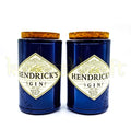 Set of two Hendrick’s-inspired upcycled glass jars handcrafted by Krystal Kraft, featuring natural cork lids for airtight freshness and eco-friendly kitchen organization.