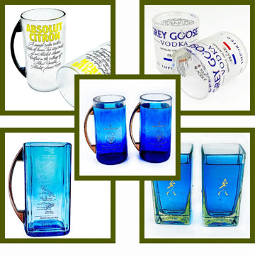 Krystal Kraft bottle glasses & mugs collection upcycled bottle drinkware handmade glass mugs