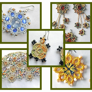 Krystal Kraft vintage tatting jewellery collection handmade tatting lace earrings necklaces