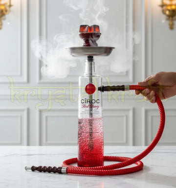 Handcrafted recycled Ciroc glass hookah by Krystal Kraft with hose, chillum and tong