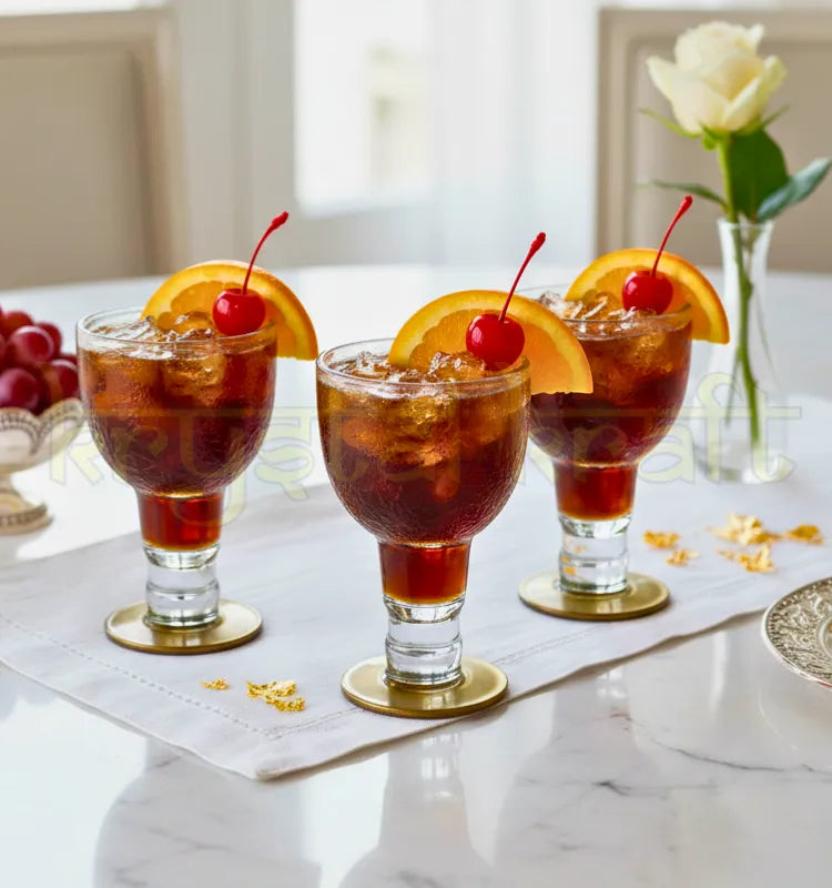 Handcrafted old monk bottle glasses made from original upcycled bottles