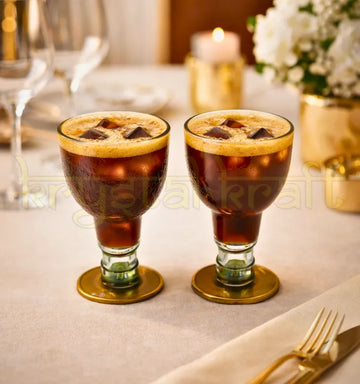Handmade eco-friendly Old Monk upcycled bottle glasses set by Krystal Kraft