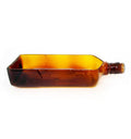 Close-up of smooth polished rim on handcrafted brown glass bottle planter