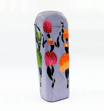 Hand-Painted Dancing African Lady Bottle Art Vase