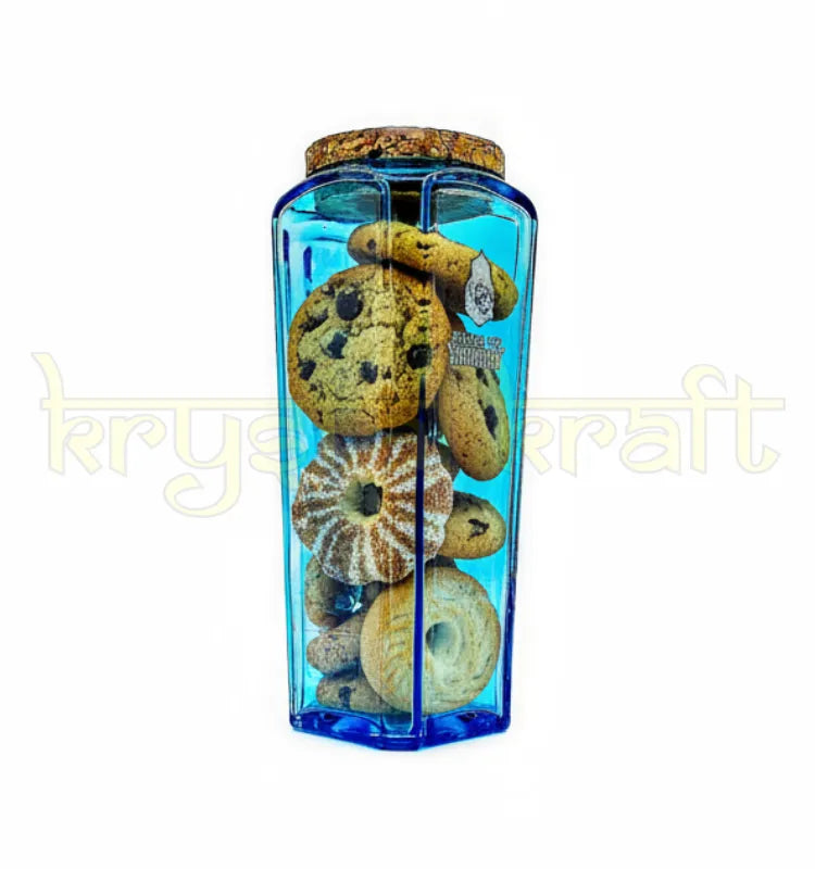 Upcycled Bombay Sapphire glass bottle jar with lid used for gifting and storage