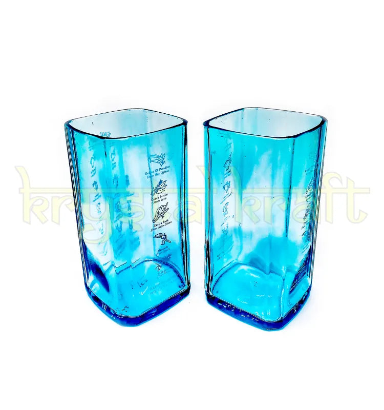 Recycled Bombay Sapphire bottle glasses gift set for whiskey and cocktails
