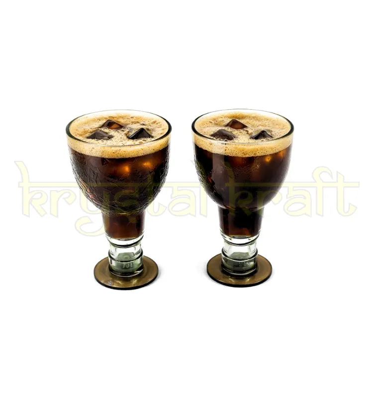 Handmade eco-friendly Old Monk upcycled bottle glasses set by Krystal Kraft