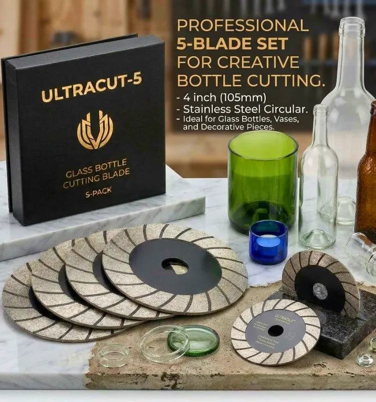 Professional glass bottle cutting diamond blade set of 5, 4 inch segmented