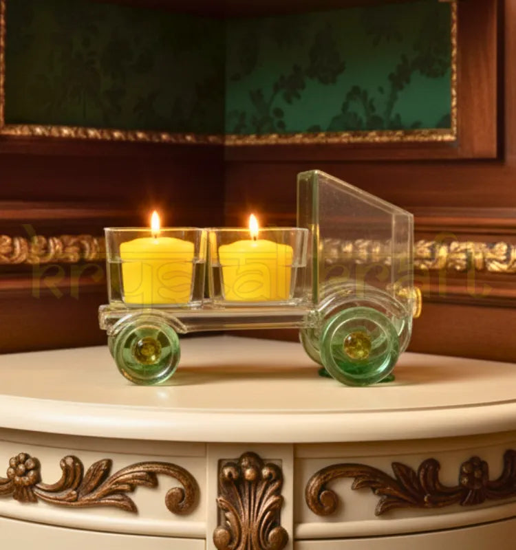 Elegant handcrafted glass Tempo dry fruit serving bowl with dual compartments, perfect for serving nuts and snacks in style at home gatherings or festive occasions.