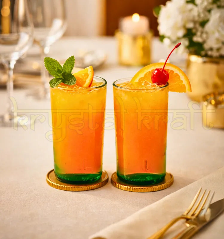 Sustainable recycled bottle glasses set for whiskey and cocktails