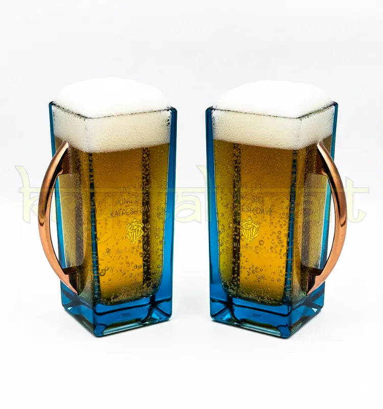 Close-up of a handcrafted upcycled Blue Label glass mug by Krystal Kraft, made from repurposed whisky bottles, polished for a smooth eco-friendly finish.