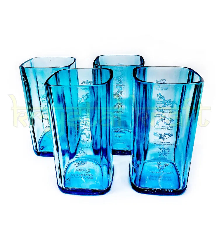 Sustainable upcycled bottle glasses gift set from recycled gin bottles