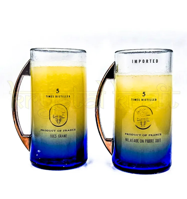 Handcrafted upcycled Ciroc bottle mugs set of 2 by Krystal Kraft showcasing eco-friendly sustainable drinkware made from recycled glass bottles.
