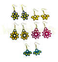 Multicolor handmade paper quilling earrings set of 5 crafted by artist Farisa Merchant from Krystal Kraft.